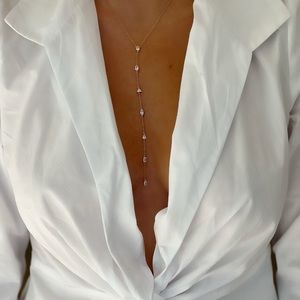 Dainty Lariat 925 Sterling Silver Rose Gold Plated Necklace